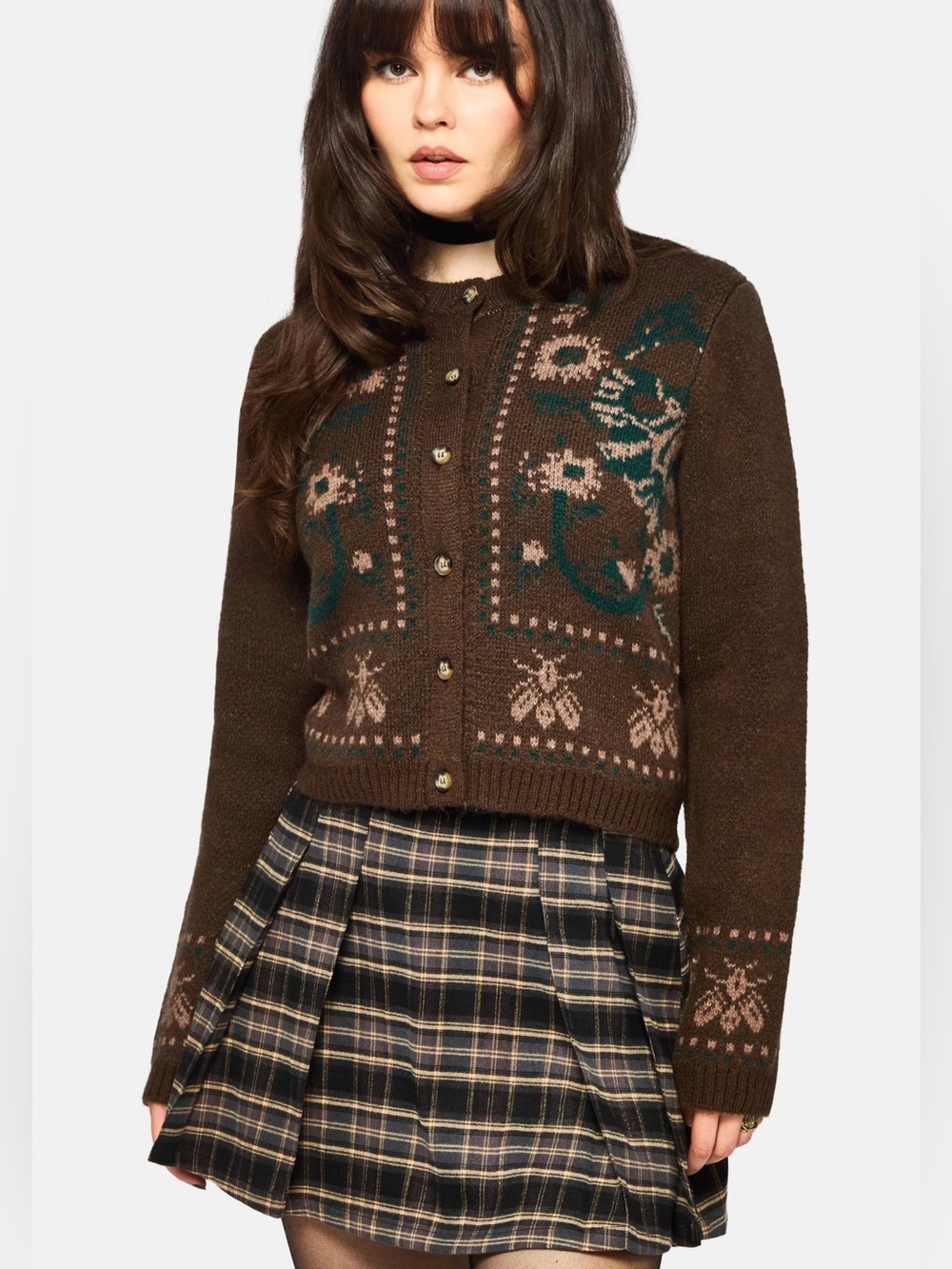 Disturbia Aura Dragon Jacquard Knit Cardigan Size M